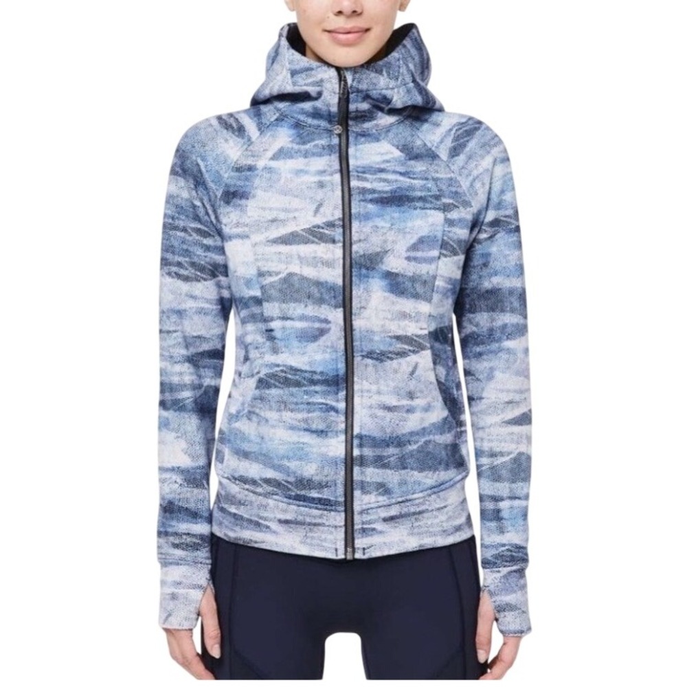 Lululemon Scuba Hoodie Mesh Scape Multi Blue Cotton Fleece Zip Jacket 6
